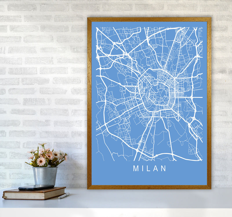 Milan Map Blueprint Art Print by Pixy Paper A1 Print Only