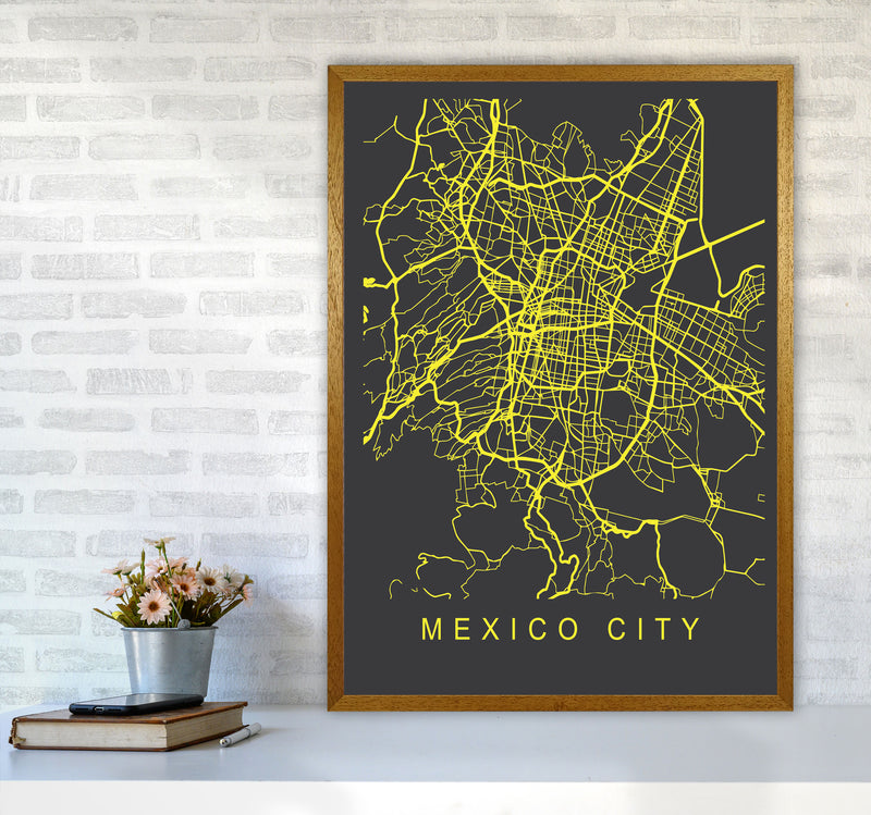 Mexico City Map Neon Art Print by Pixy Paper A1 Print Only