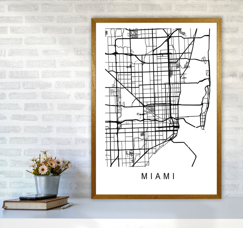 Miami Map Art Print by Pixy Paper A1 Print Only