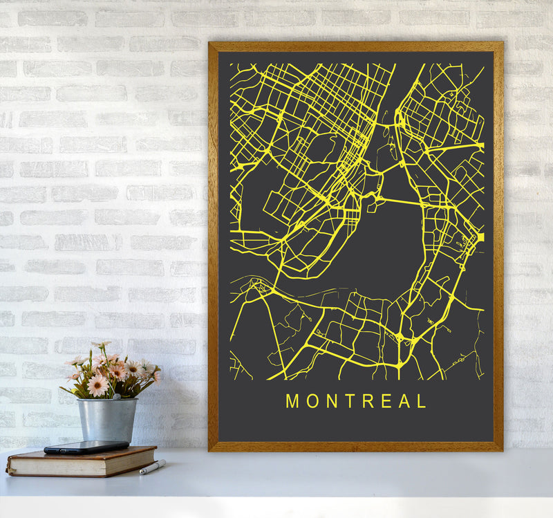 Montreal Map Neon Art Print by Pixy Paper A1 Print Only