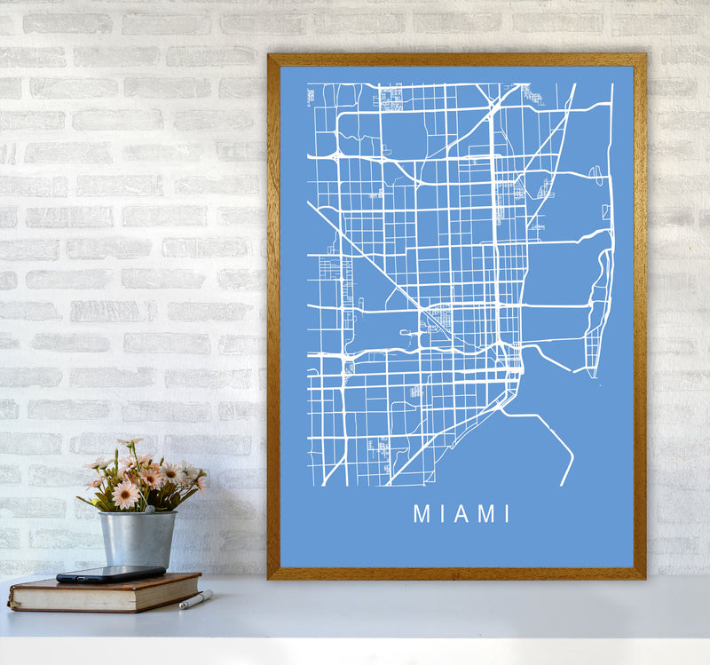 Miami Map Blueprint Art Print by Pixy Paper A1 Print Only
