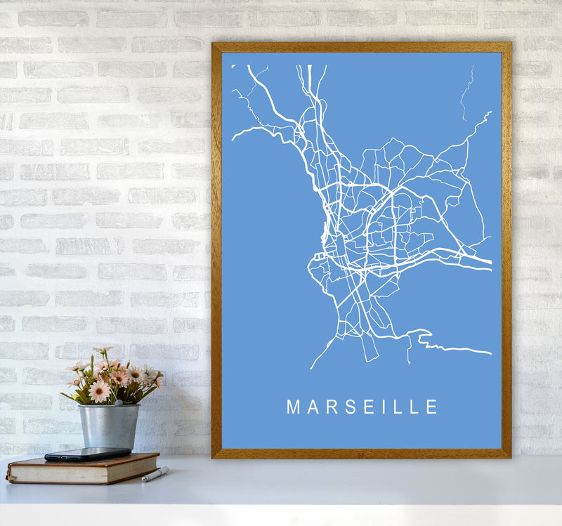 Marseille Map Blueprint Art Print by Pixy Paper A1 Print Only