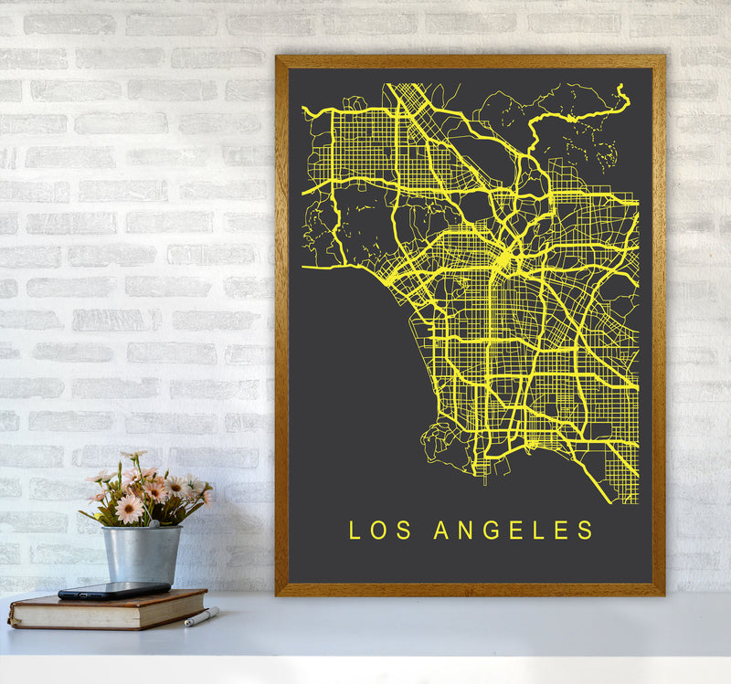 Los Angeles Map Neon Art Print by Pixy Paper A1 Print Only