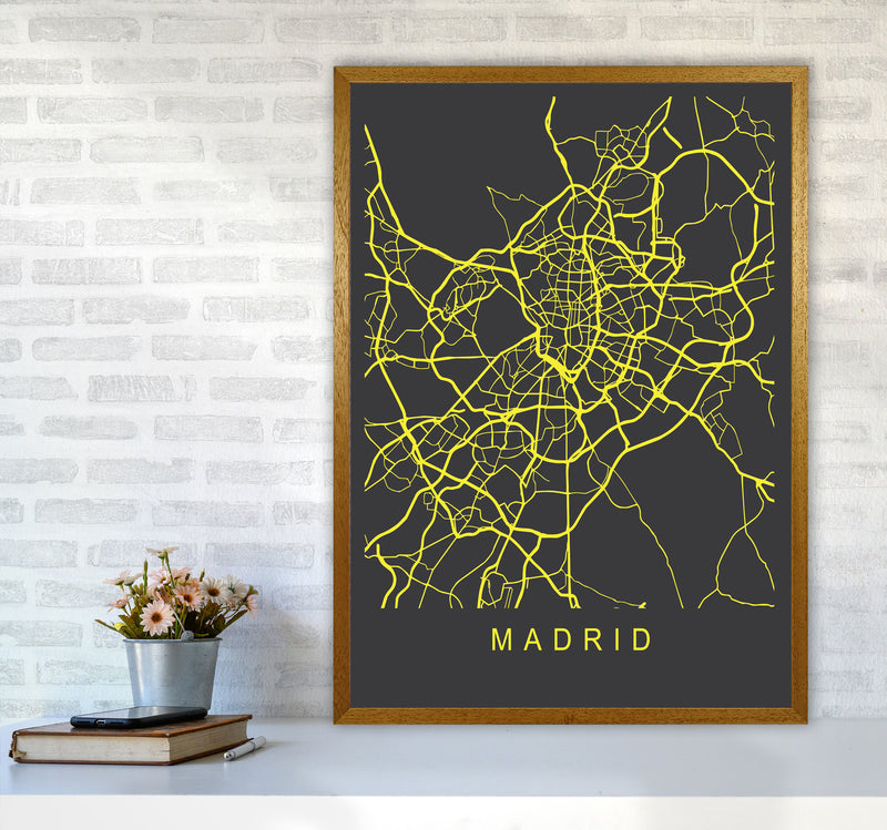 Madrid Map Neon Art Print by Pixy Paper A1 Print Only