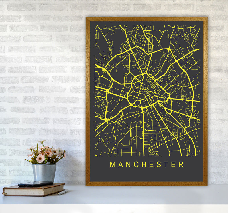 Manchester Map Neon Art Print by Pixy Paper A1 Print Only