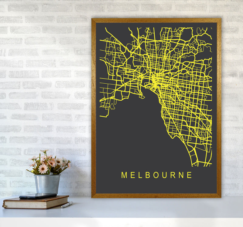Melbourne Map Neon Art Print by Pixy Paper A1 Print Only