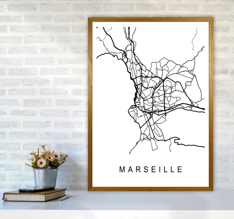Marseille Map Art Print by Pixy Paper A1 Print Only