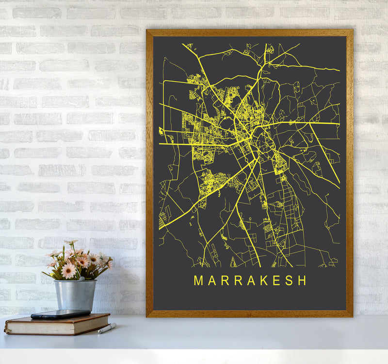 Marrakesh Map Neon Art Print by Pixy Paper A1 Print Only
