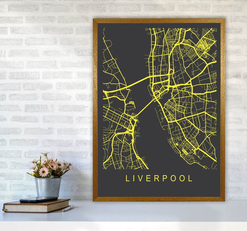 Liverpool Map Neon Art Print by Pixy Paper A1 Print Only