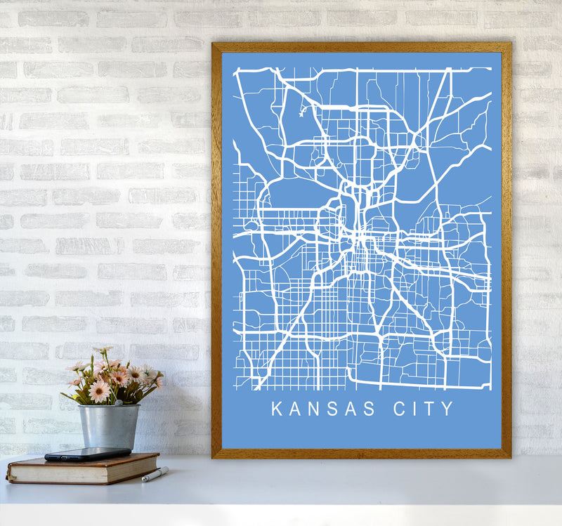 Kansas Map Blueprint Art Print by Pixy Paper A1 Print Only