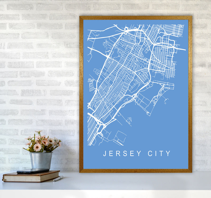 Jersey City Map Blueprint Art Print by Pixy Paper A1 Print Only
