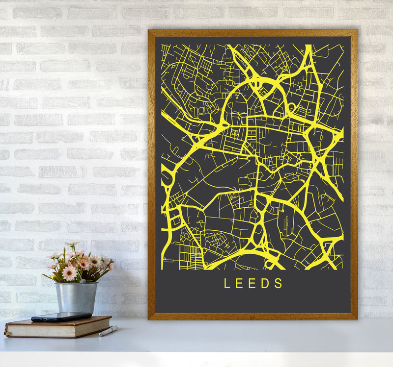Leeds Map Neon Art Print by Pixy Paper A1 Print Only