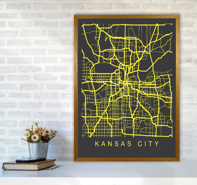Kansas City Map Neon Art Print by Pixy Paper A1 Print Only