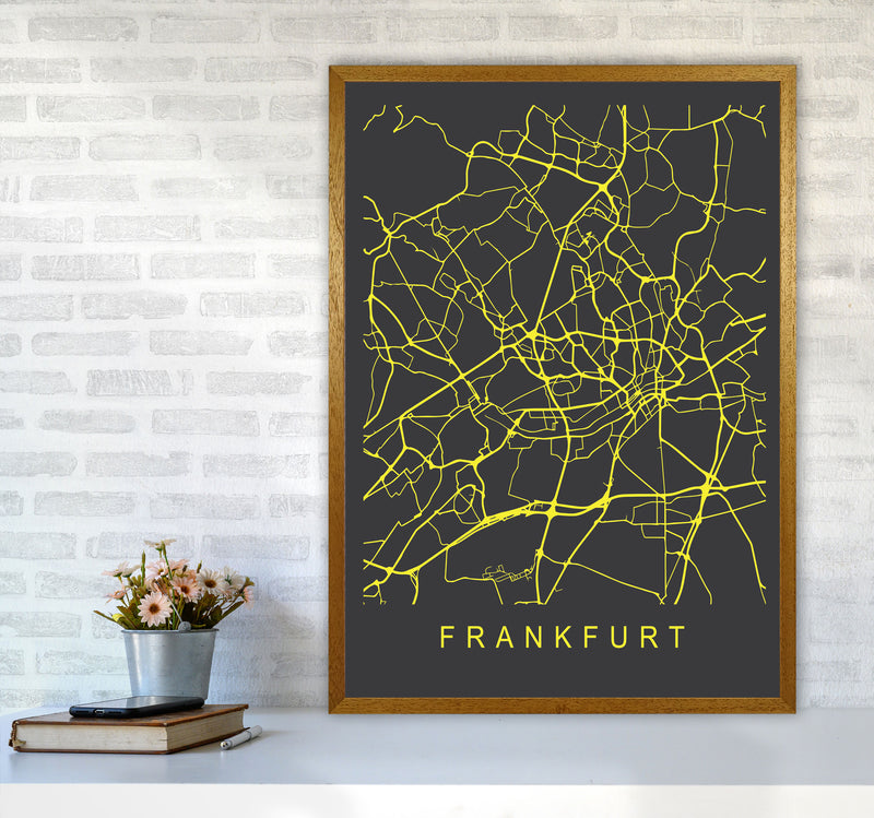 Frankfurt Map Neon Art Print by Pixy Paper A1 Print Only
