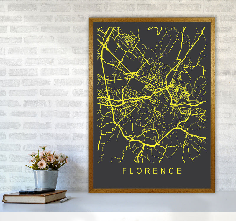 Florence Map Neon Art Print by Pixy Paper A1 Print Only