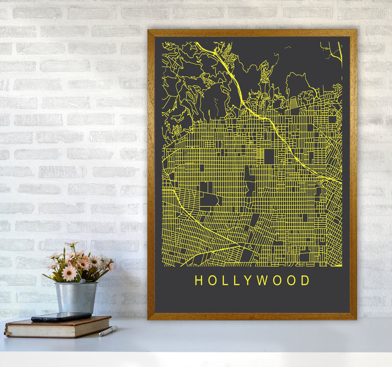 Hollywood Map Neon Art Print by Pixy Paper A1 Print Only