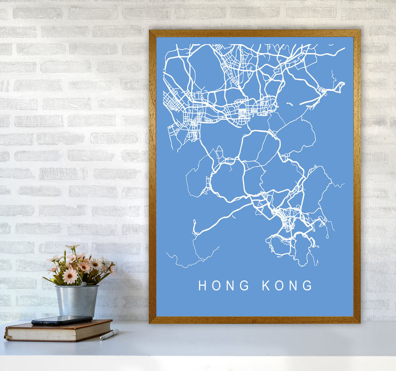 Hong Kong Map Blueprint Art Print by Pixy Paper A1 Print Only