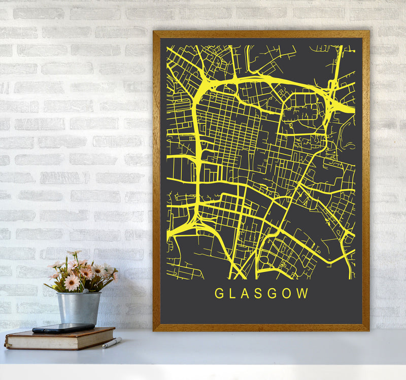 Glasgow Map Neon Art Print by Pixy Paper A1 Print Only