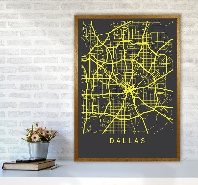 Dallas Map Neon Art Print by Pixy Paper A1 Print Only