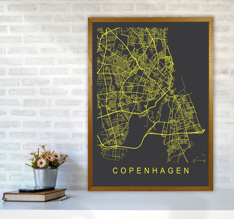 Copenhagen Map Neon Art Print by Pixy Paper A1 Print Only