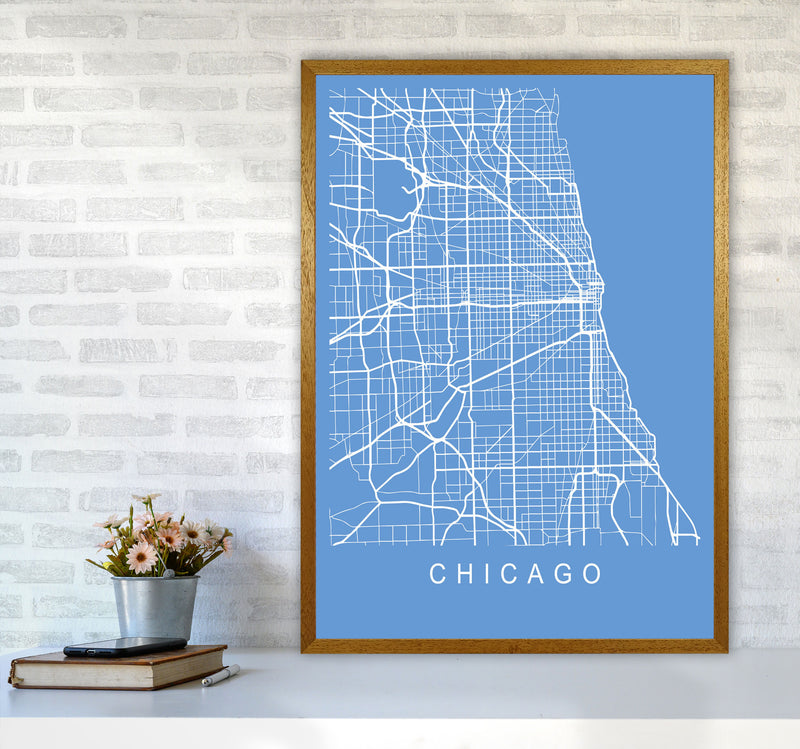 Chicago Map Blueprint Art Print by Pixy Paper A1 Print Only