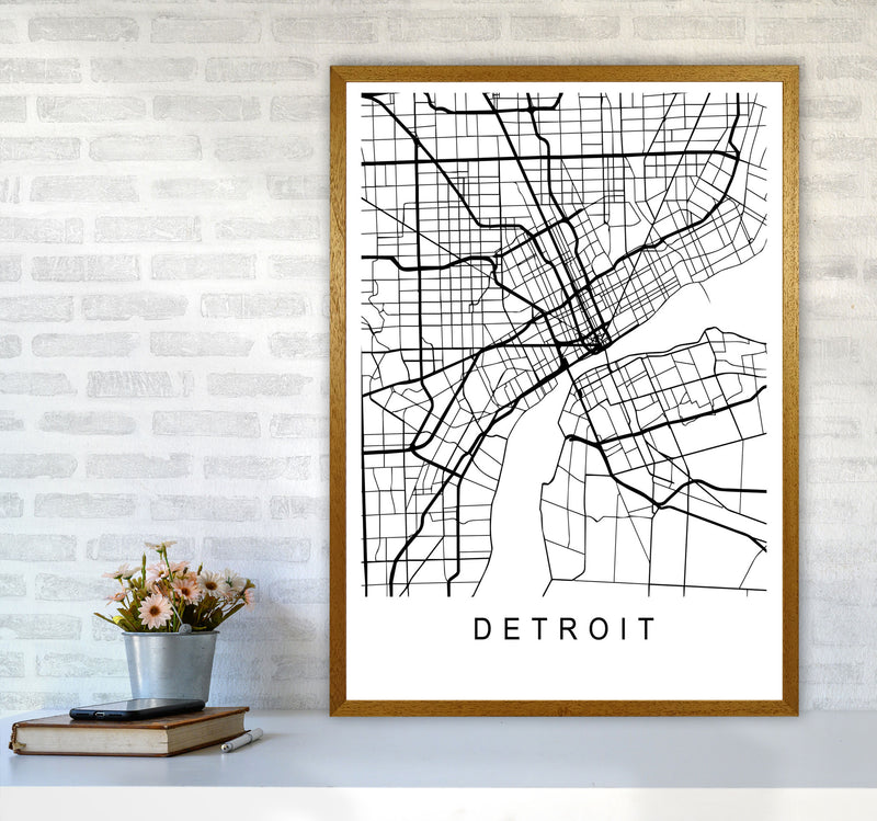 Detroit Map Art Print by Pixy Paper A1 Print Only