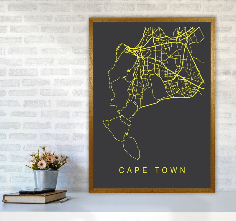 Cape Town Map Neon Art Print by Pixy Paper A1 Print Only