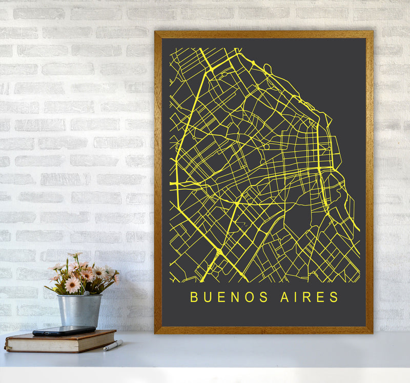 Buenos Aires Map Neon Art Print by Pixy Paper A1 Print Only