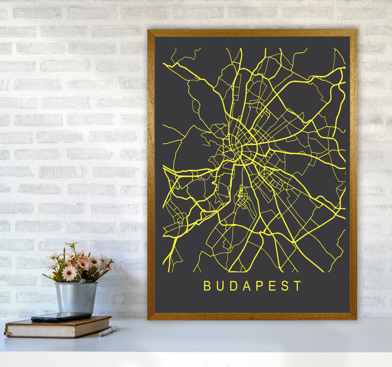 Budapest Map Neon Art Print by Pixy Paper A1 Print Only
