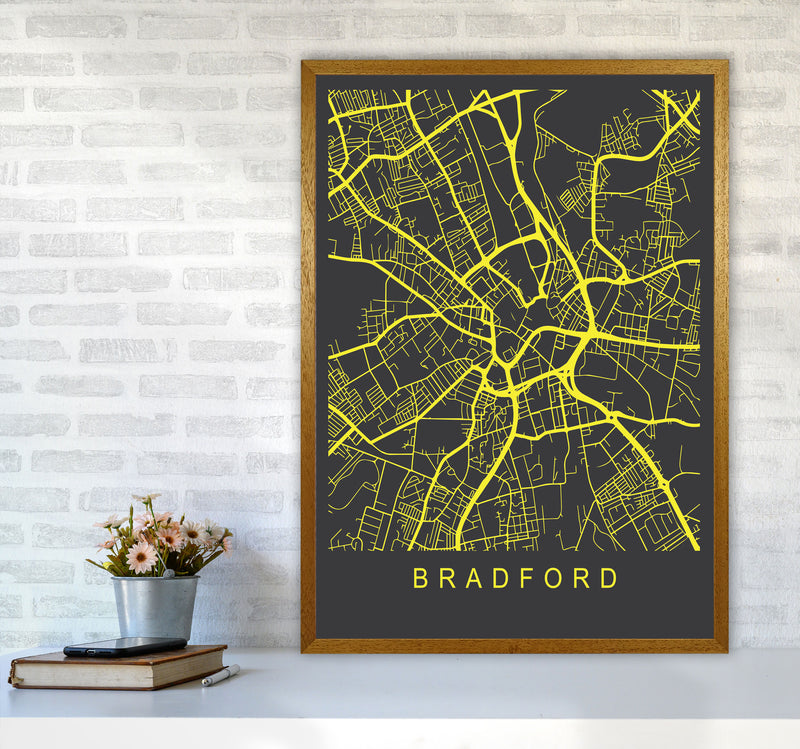 Bradford Map Neon Art Print by Pixy Paper A1 Print Only