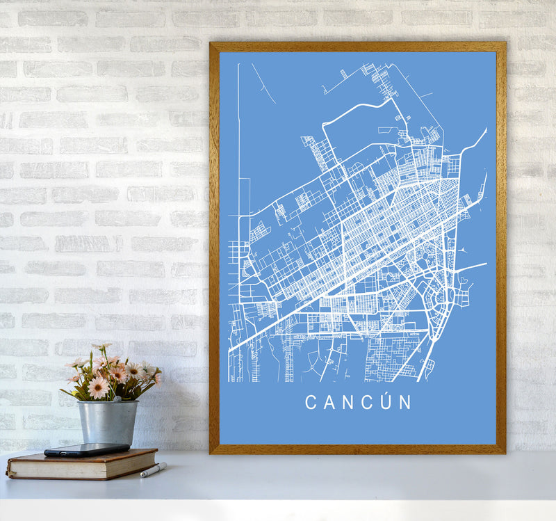 Cancun Map Blueprint Art Print by Pixy Paper A1 Print Only