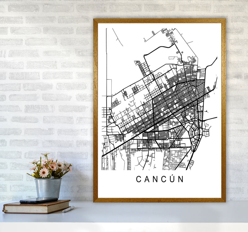 Cancun Map Art Print by Pixy Paper A1 Print Only
