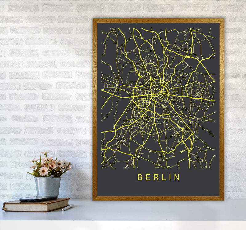Berlin Map Neon Art Print by Pixy Paper A1 Print Only