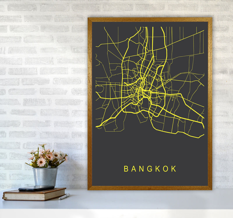 Bangkok Map Neon Art Print by Pixy Paper A1 Print Only