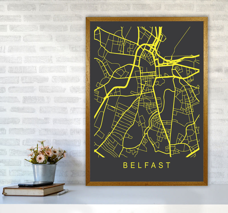 Belfast Map Neon Art Print by Pixy Paper A1 Print Only