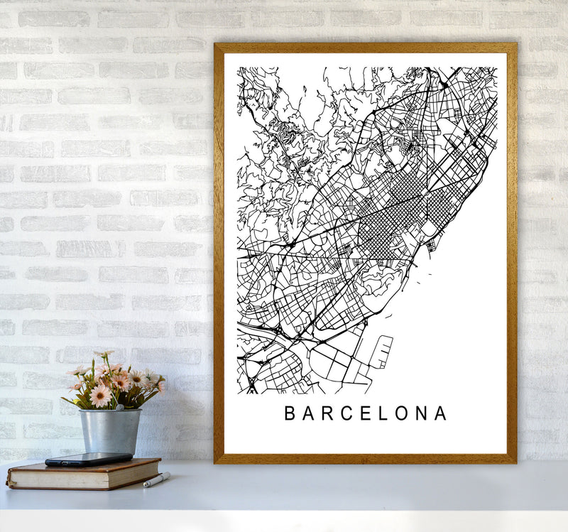 Barcelona Map Art Print by Pixy Paper A1 Print Only