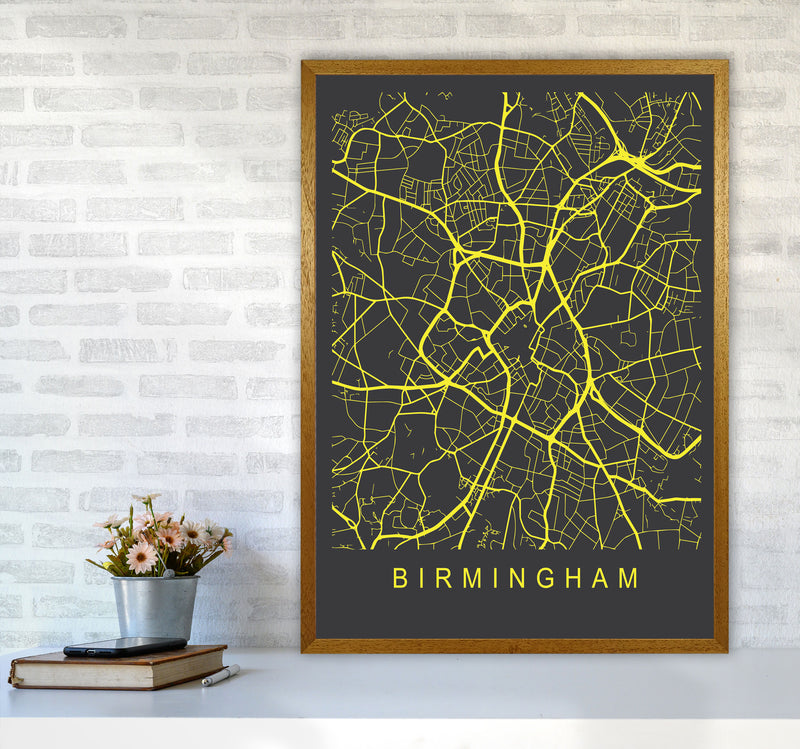 Birmingham Map Neon Art Print by Pixy Paper A1 Print Only