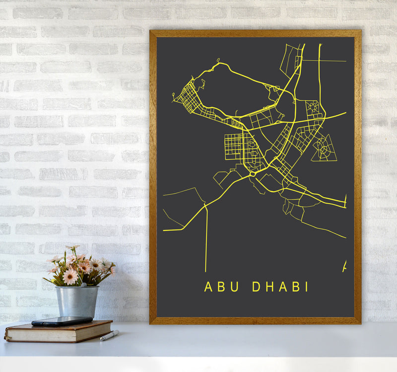 Abu Dhabi Map Neon Art Print by Pixy Paper A1 Print Only