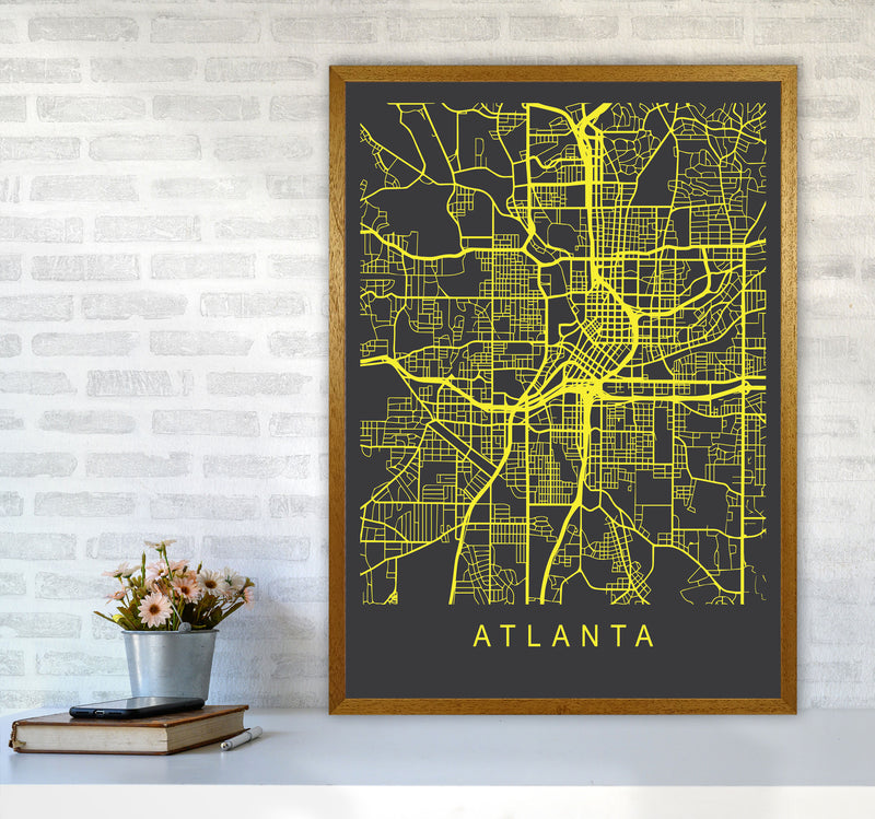 Atlanta Map Neon Art Print by Pixy Paper A1 Print Only