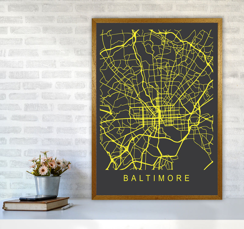 Baltimore Map Neon Art Print by Pixy Paper A1 Print Only