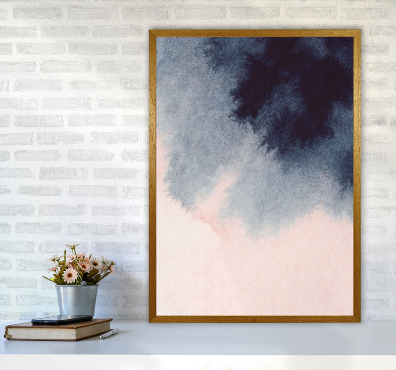Sand Pink and Navy Watercolour 01 Art Print by Pixy Paper A1 Print Only