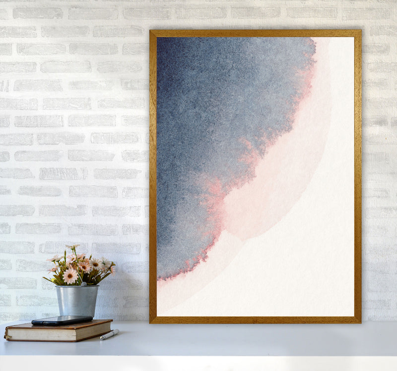Sand Pink and Navy Watercolour 02 Art Print by Pixy Paper A1 Print Only