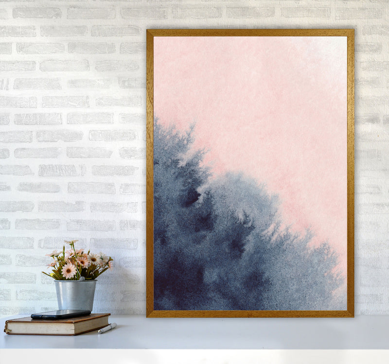 Sand Pink and Navy Watercolour 03 Art Print by Pixy Paper A1 Print Only
