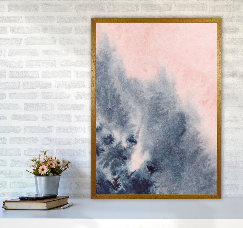 Sand Pink and Navy Watercolour 04 Art Print by Pixy Paper A1 Print Only