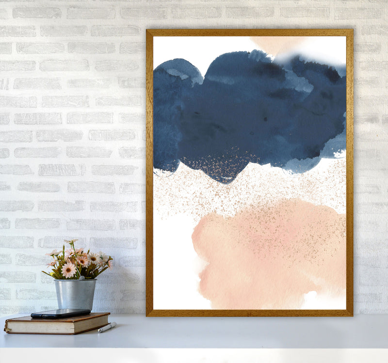 Aztec Blush and Navy Watercolour 03 Art Print by Pixy Paper A1 Print Only