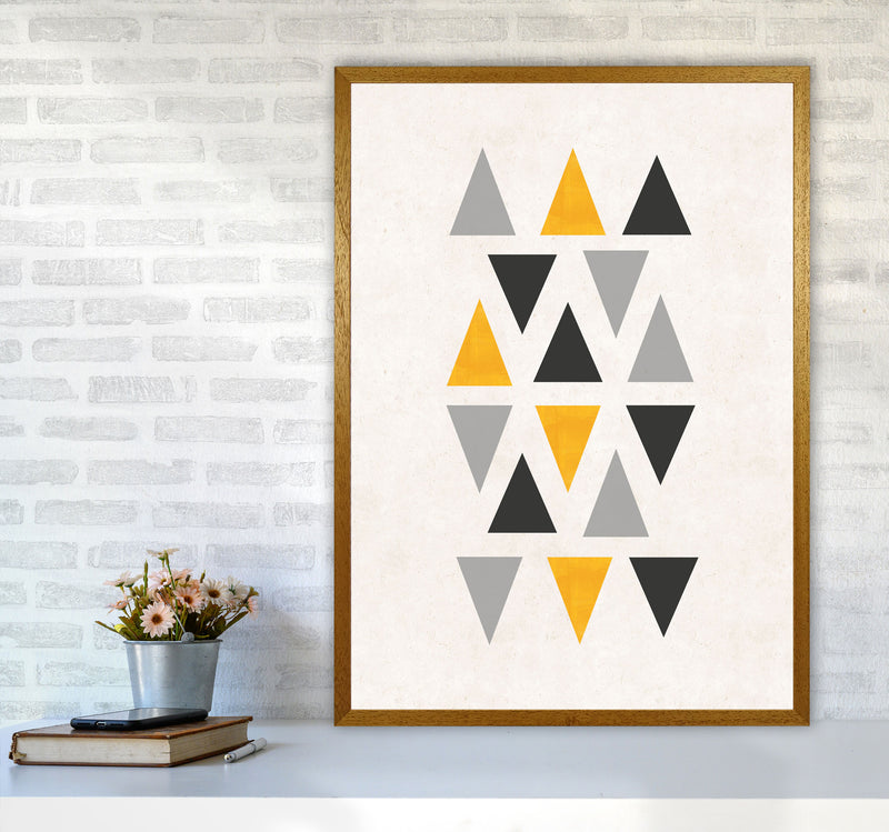 Small triangles mix mustard Art Print by Pixy Paper A1 Print Only
