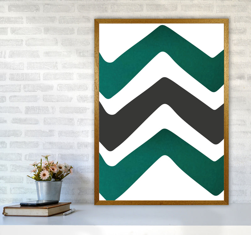 Zig zags emerald Art Print by Pixy Paper A1 Print Only