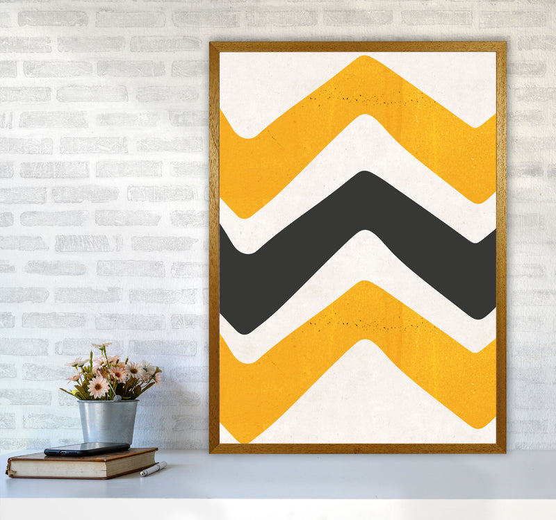 Zig zags mustard Art Print by Pixy Paper A1 Print Only