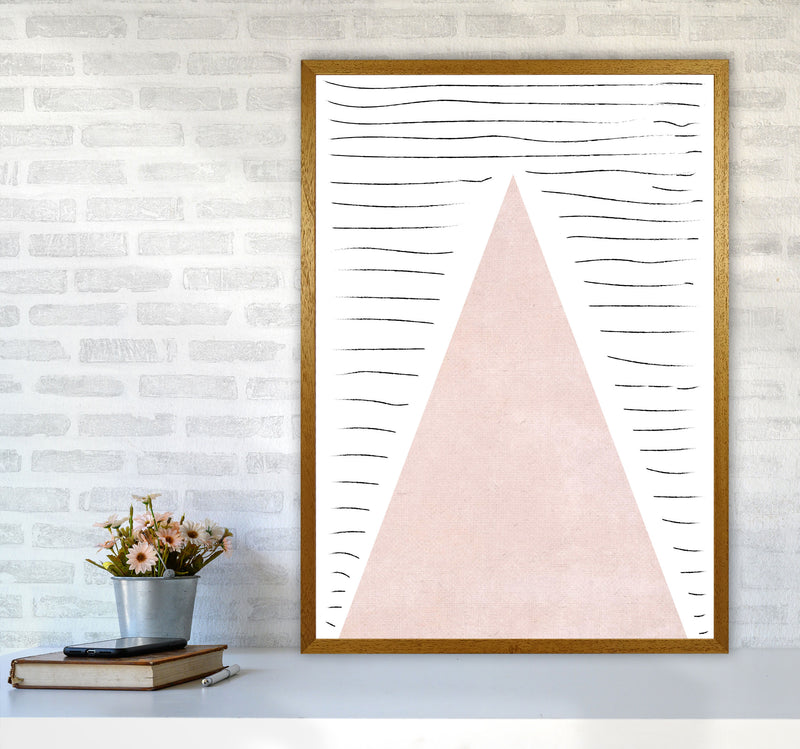 Mountains lines pink cotton Art Print by Pixy Paper A1 Print Only