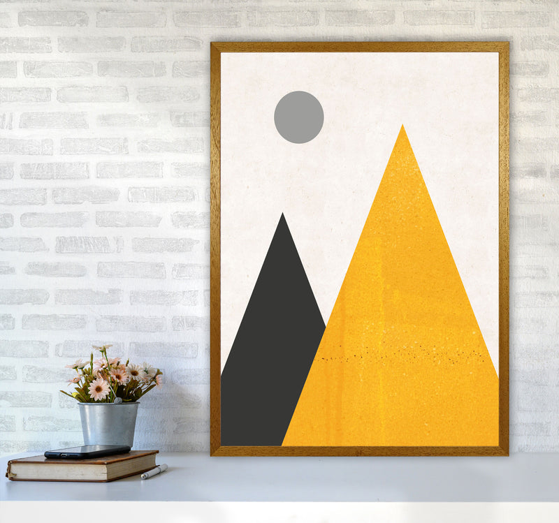 Mountains and moon mustard Art Print by Pixy Paper A1 Print Only